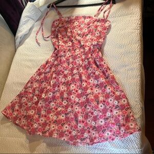 Pink Floral Flowy Mini Dress Size S